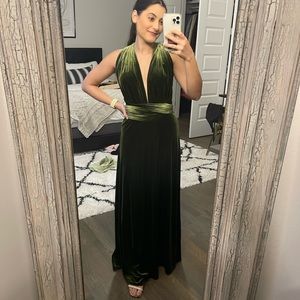 Revelry Micah Velvet Convertible dress -olive color